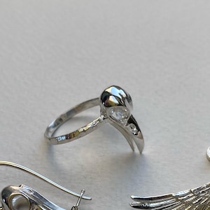Black raven ring  ,raven jewelry Gothic Raven Skull