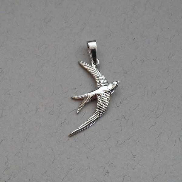 Swallow pendant Swallow necklace Bird charm Swallow flying up