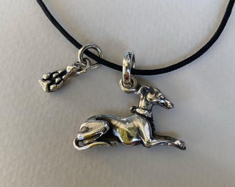 Pendant Italian greyhound in art deco style with art nouveau elements