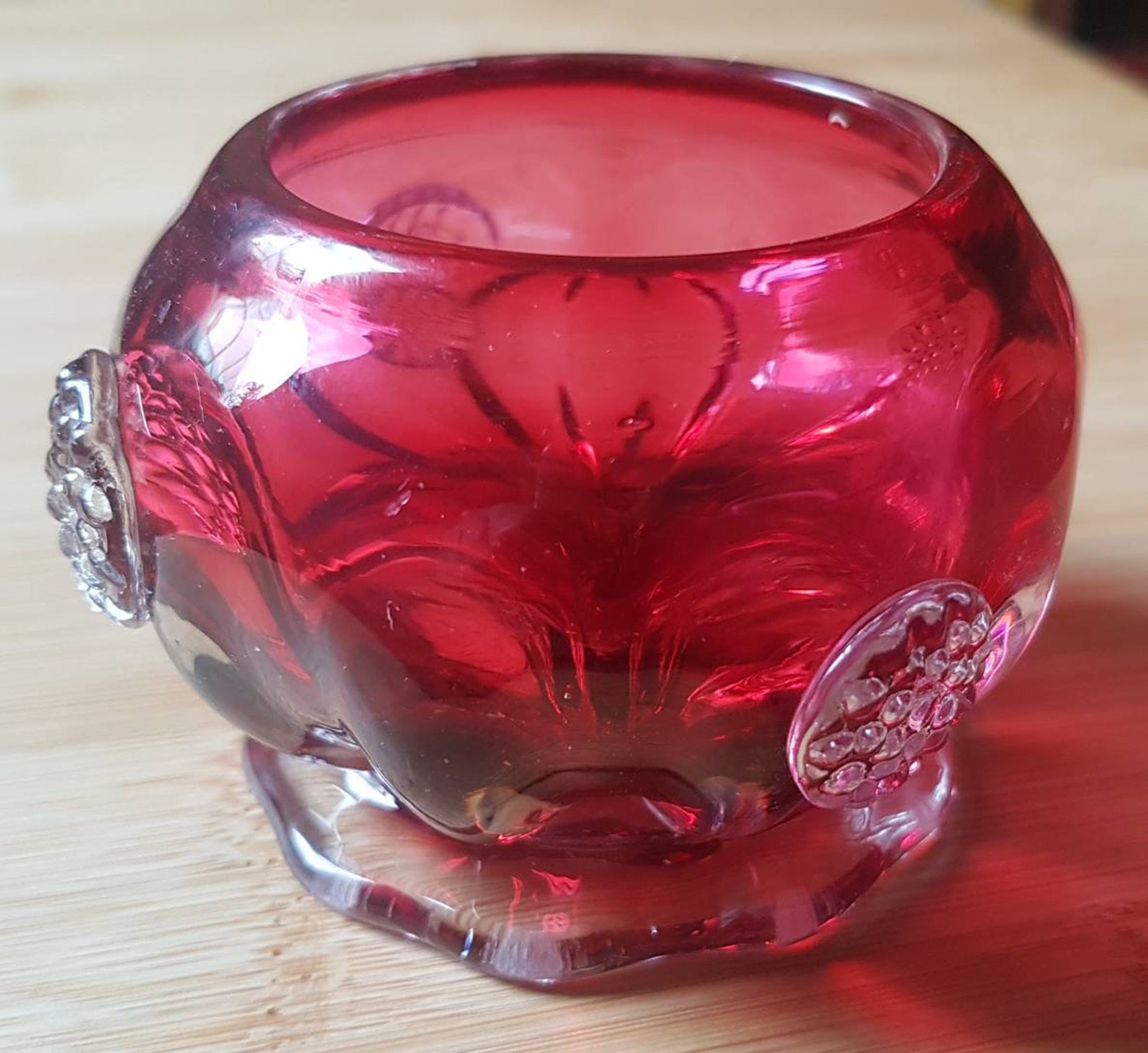 Antique Cranberry Glass Bowl Etsy