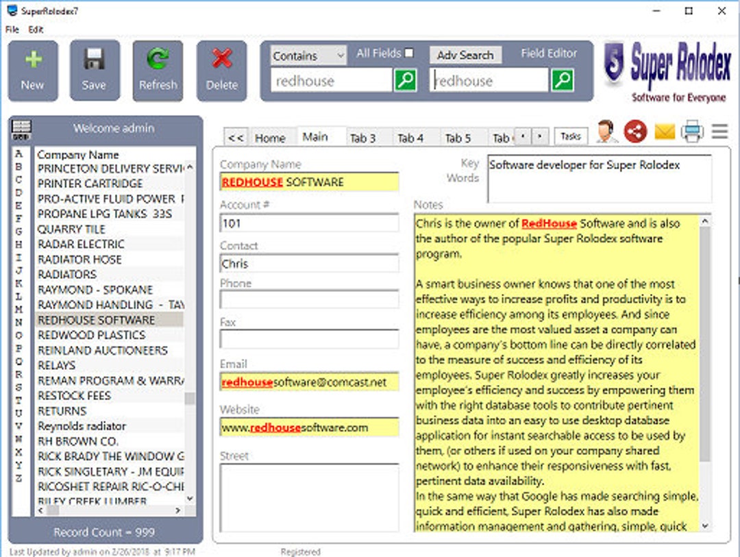 Custom Roladex Super Rolodex, an Easy Database Creator, Custom Database Program for ...