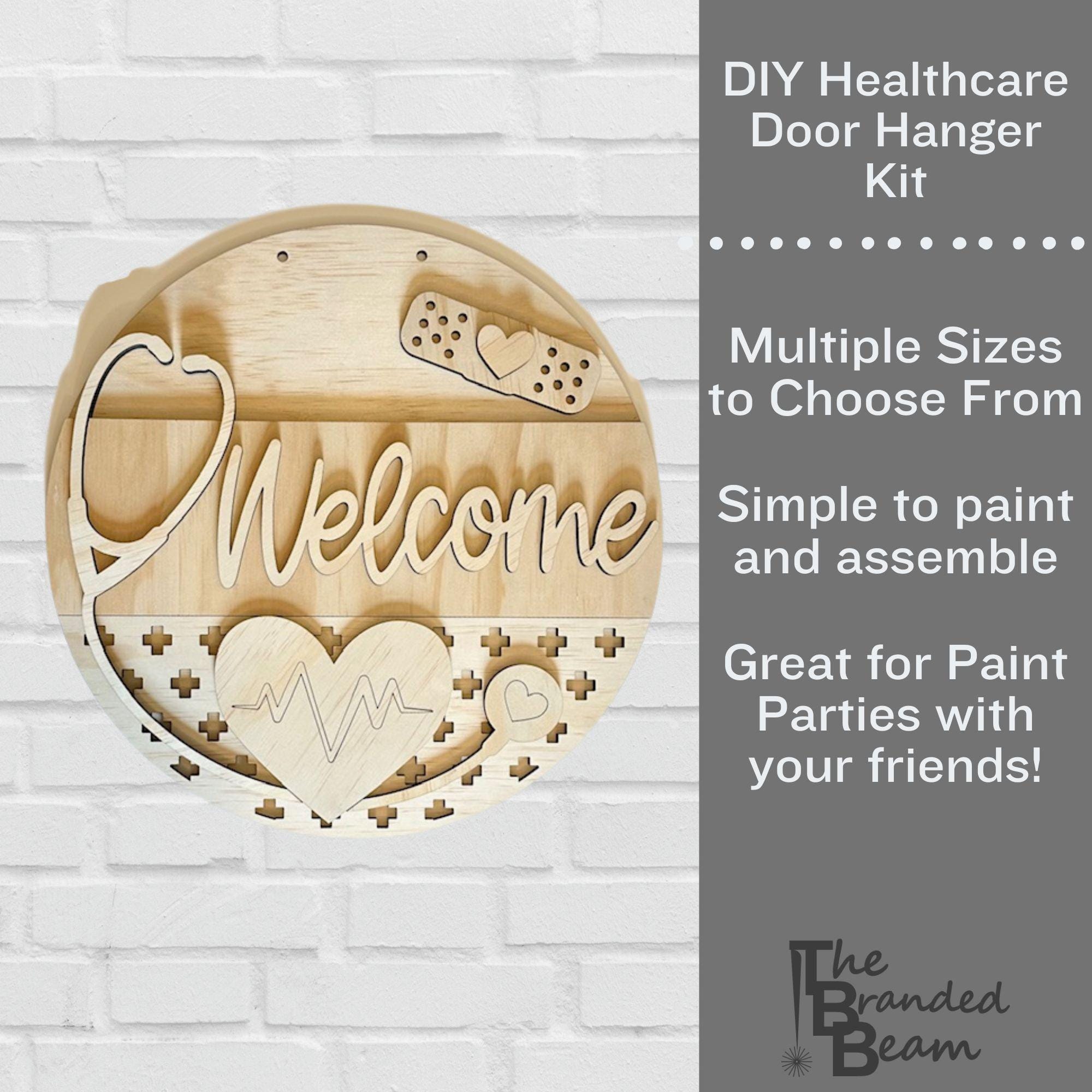 Healthcare Welcome DIY Door Hanger Kit, Nurse Door Decor, Doctor Office Sign, Custom Medical Office Wreath, Paint Your Own Nurse Gift