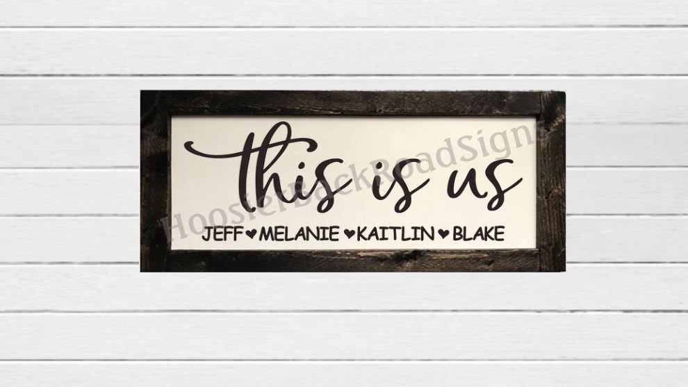 This is us sign with names blended family gift Framed wood Etsy