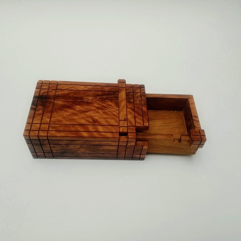 Wooden Puzzle Boxwooden Boxthuya Wood Secret Jewelry Box Etsy