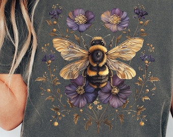 Vintage Floral Bee Shirt Queen Bee Gift For Nature Lover Cottagecore Tshirt Dark Academia Clothes