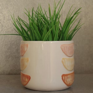 Glossy White and Orange Ceramic Pot Planter | Orange Planter | Pots for Plants | Boho Planter | With Drainage Hole | White Planter