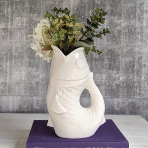 White Scaly Fish Decorative Flower Vase, 23cm | Fish Pot | Fish Planter | Fish Gift