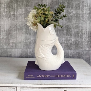 White Scaly Fish Decorative Flower Vase, 23cm | Fish Pot | Fish Planter | Fish Gift