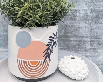 Abstract Rainbow Ceramic Planter Pot: Modern Art Decor (13cm)