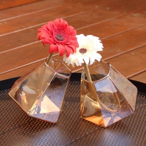 Amber Geometric Bud Vases - Set of 2 | Flower Vase Set