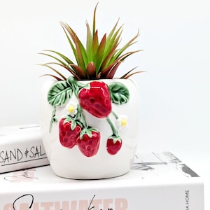 Erdbeer Strauß Keramik Blumentopf | Pflanzgefäß für Kräuter, Sukkulenten, Pflanzen