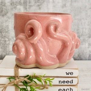 Pink Happy Octopus Planter Pot Octopus Gifts Succulent Planter Pots for Plants image 3