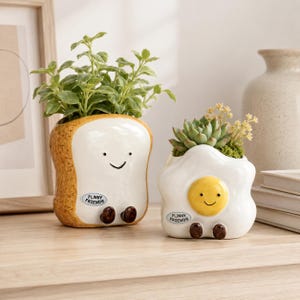 Egg Toast Ceramic Planter Pot | Food Gifts