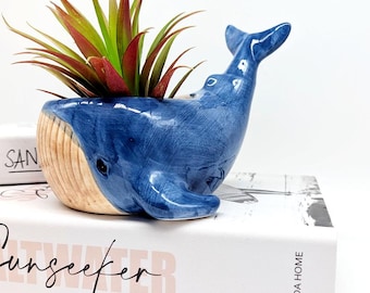 Happy Blue Whale Ceramic Planter Pot