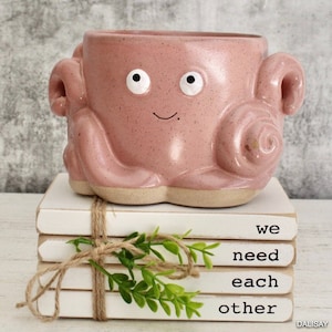 Pink Happy Octopus Planter Pot Octopus Gifts Succulent Planter Pots for Plants image 2