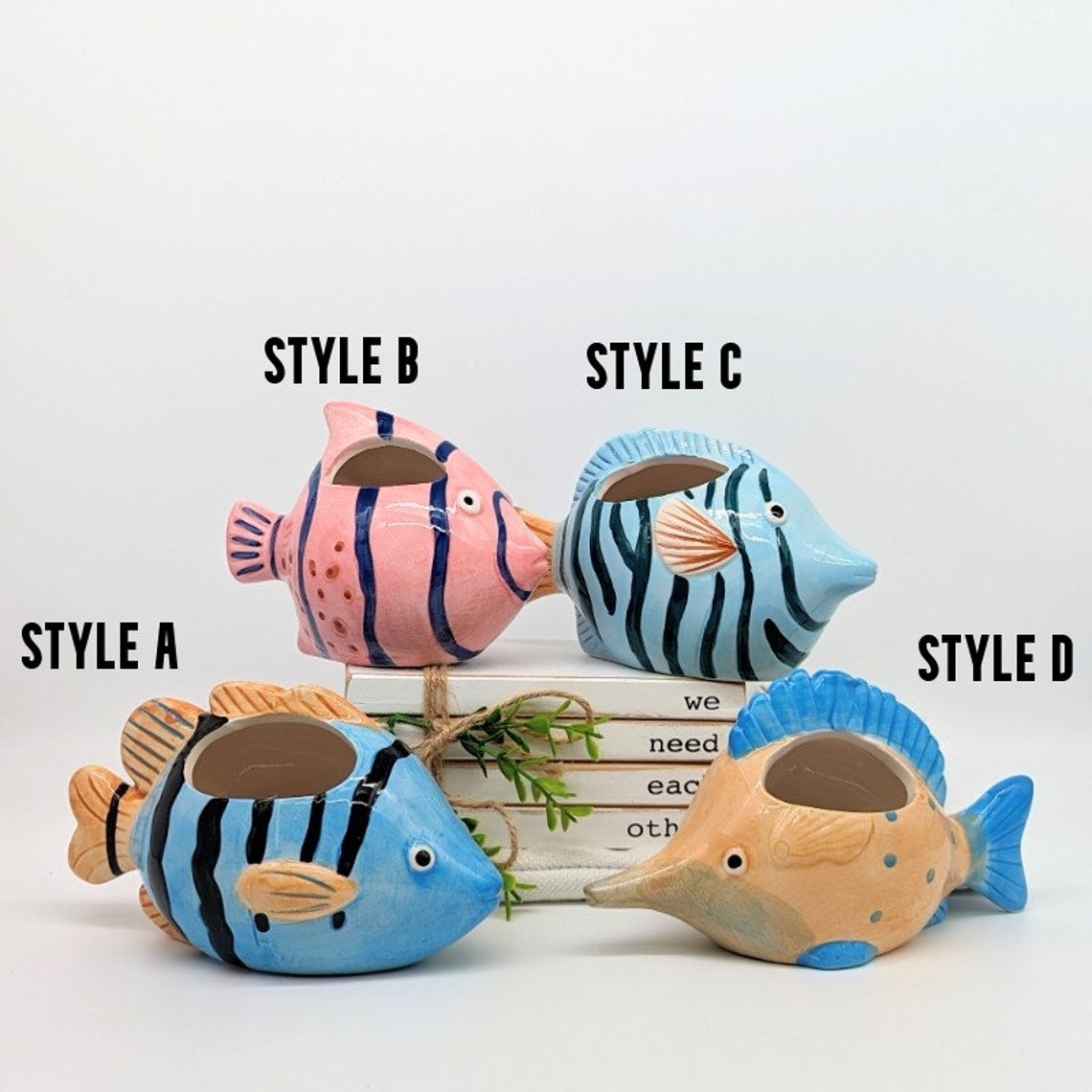 Colourful Fish Planter Pot | Pink Blue Fish Pot | Gift for Fish Lovers ...