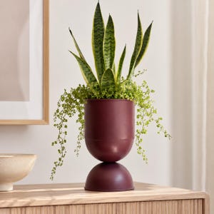 Tall Brick Red Metal Planter Pot | Quirky Home Decor