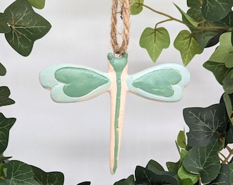 Ceramic Dragonfly Garden Hanging Ornament Charm | Dragonfly Charm | Dragonfly Gifts | Gardening Gifts | Garden Decor