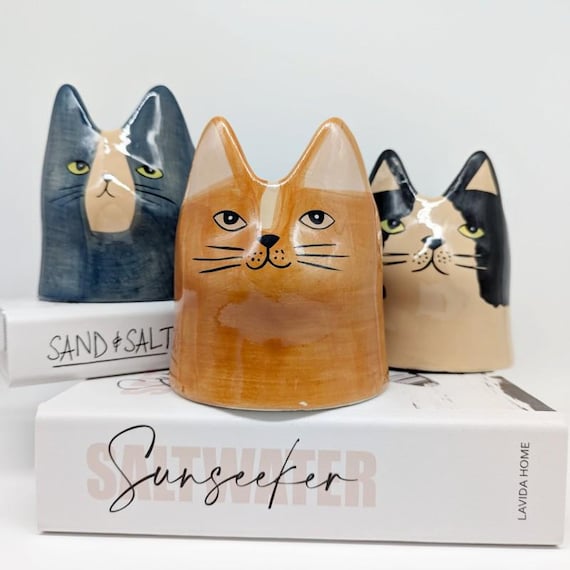 Keramik-Katzen-Übertopf - 14,5x7,5x9,8 Cm, Weiß/rosa, Ohne Schwanz, Für Sukkulenten