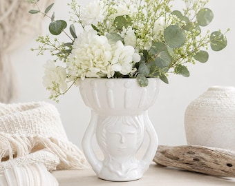 White Girl Ceramic Head Planter Pot