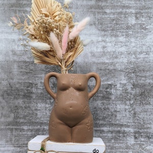 Tan Female Body Planter Vase with Handles, 15cm