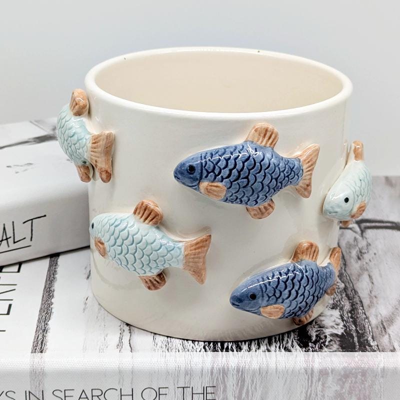 Swimming Fish Ceramic Planter | Garden Pot for Herbs, Plants ...