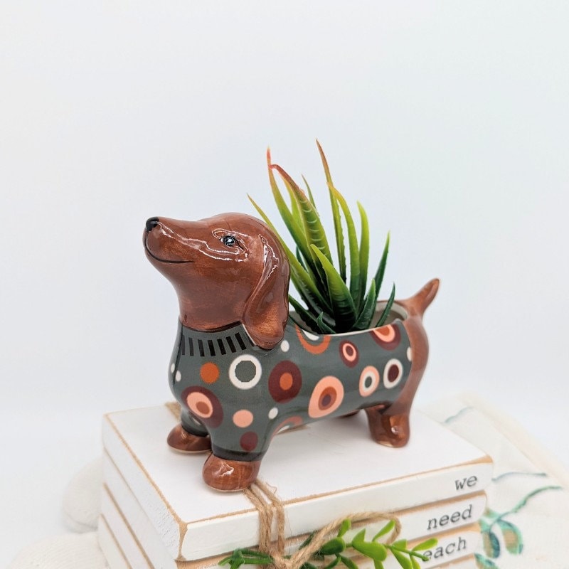 Colorful Dachshund Ceramic Planter Pot: Weiner Dog Gift - Etsy