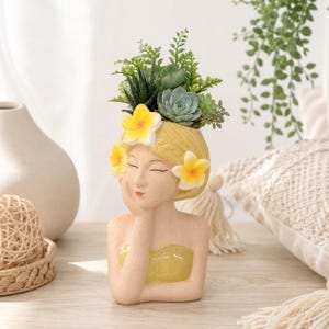 Aloha Girl Ceramic Planter | Pot for Flowers, Succulents, Plants