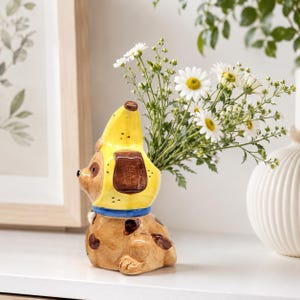 Banana Head Dog Ceramic Planter Pot