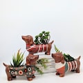 Colorful Dachshund Ceramic Planter Pot: Weiner Dog Gift product logo