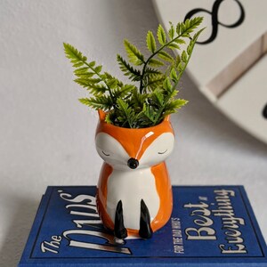 White Orange Ceramic Fox Pot Planter | Fox Planter | Fox | Pots | Planters | Succulent Planter | Planter Pot | Pots for Plants | Cute Pot