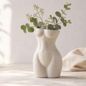 Girl Torso Keramiktopf Übertopf | Terrazzo Optik Vase