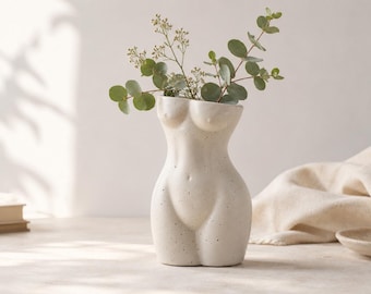 Girl Torso Ceramic Pot Planter | Terrazzo Look Vase