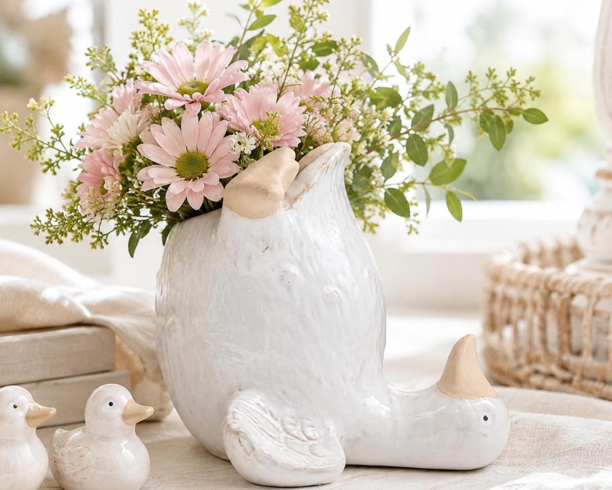 Headstand Duck Ceramic Flower Pot Planter for Succulents, Herbs, Plants