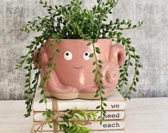 Pinker Happy Octopus Übertopf | Geschenk Oktopus | Sukkulenten Pflanzer | Töpfe für Pflanzen