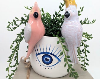 Galah Cockatoo Bird Pot Sitter Hanger | Bird Gifts | Planter Buddy | Pot Climber