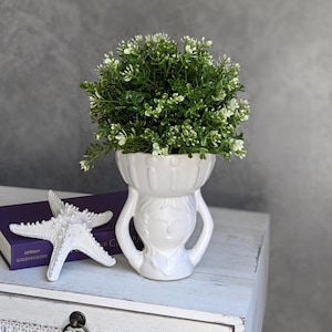 White Girl Head Ceramic Pot Planter | Head Planter | Girl Planter | Face Planter | Pot For Plants | Cute Pot | Modern Planter | Head Pot