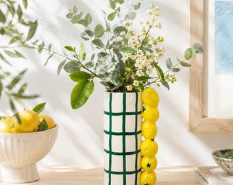 Stacked Lemon Ceramic Vase | Pot for Fresh and Artificial Flowers