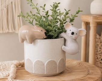 Colgador de cerámica con forma de koala o wombat / Decoración con animales australianos