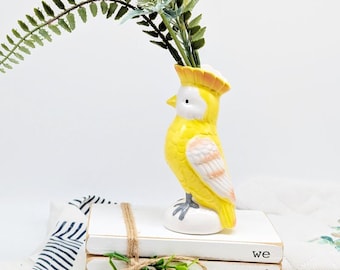 Yellow Parrot Bird Ceramic Vase