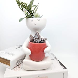 Sitting People Holding A Pot Planter | Succulent Planter