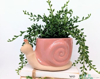 Pink Snail Ceramic Planter Pot, 15cm | Bug Planter | Snail Gifts | Succulent Planter | Pots for Plants