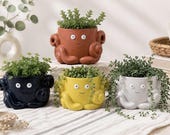 Happy Octopus Planter - Orange, Yellow, Blue, White | Pot for Herbs, Plants