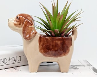 Cache-pot en céramique pour chien : jardinière succulente ludique, cadeau pour animal de compagnie