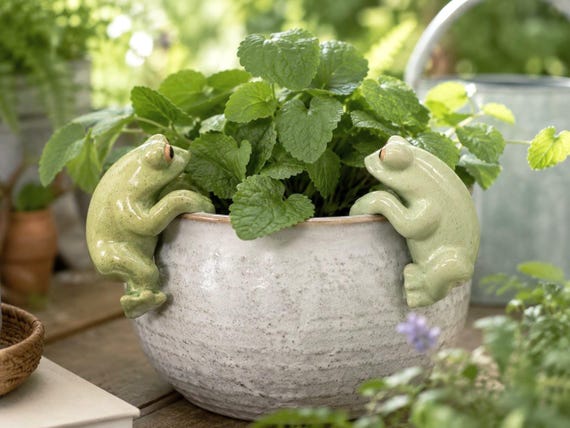 Frosch Topf Aufhänger Set | Keramik Gartendeko