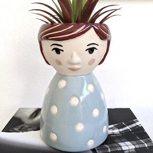 Blue Girl Face Vase Earthenware Planter | Girl Vase | Face Vase | Women Vase | Lady Vase | Flower Vase | Succulent Vase | Vase | Ceramics