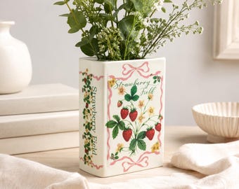 Bunch of Strawberries Ceramic Book Vase