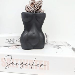 Matte Black Girl Torso Figure Vase | Flower Pot | Gift for Her