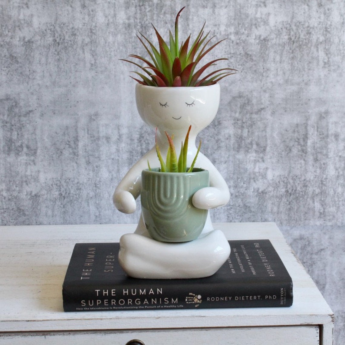 Sitting Yoga Person Holding Pot Planter Person Planter Etsy