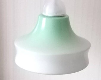 Vintage green and white opaline suspension